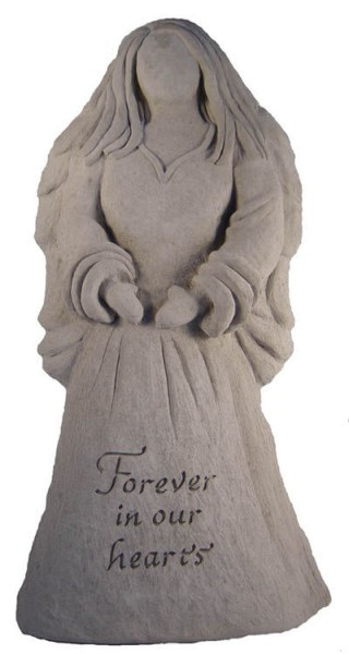 Angel & Cherub Memorial sculpture With Forever In Our Hearts